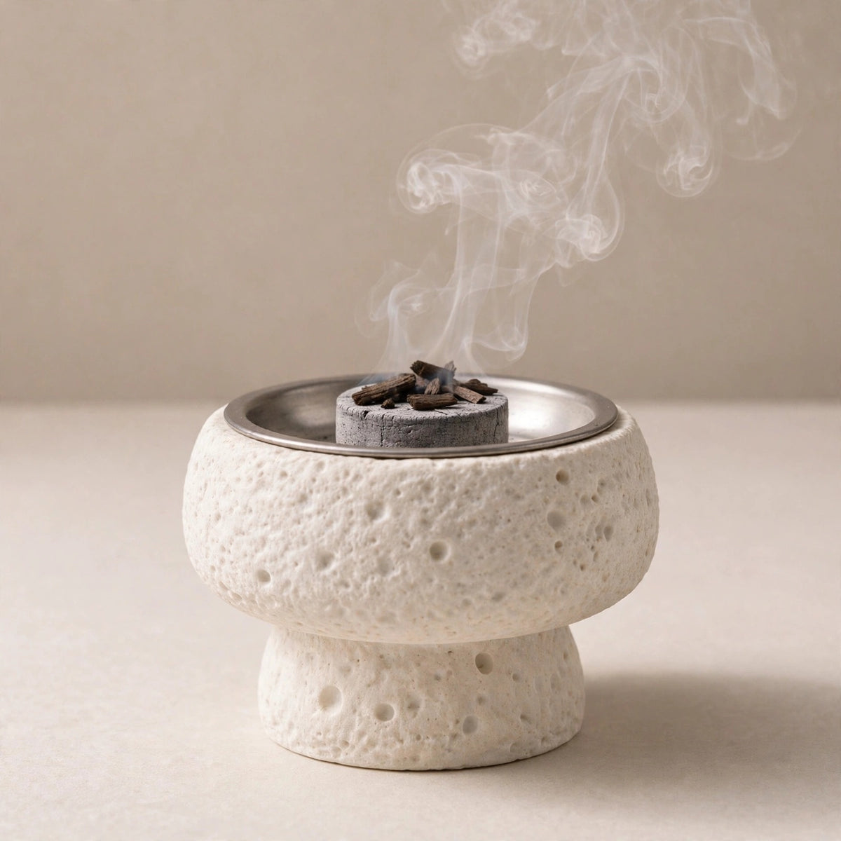 Nourre' Stone Pedestal Incense Burner